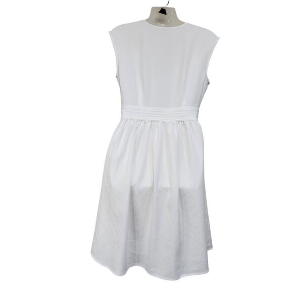 Maison Jules Sleeveless Split Neck Fit & Flare Dress Side Zip White Size Medium - Picture 2 of 10